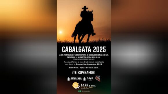 Este domingo 16 de noviembre se realizará la tradicional cabalgata, previo a la Feria Ganadera 2025 en Culiacán, Sinaloa