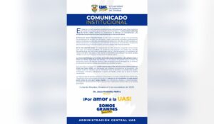 Comunicado de la UAS tras manifestación de estudiantes en Culiacán