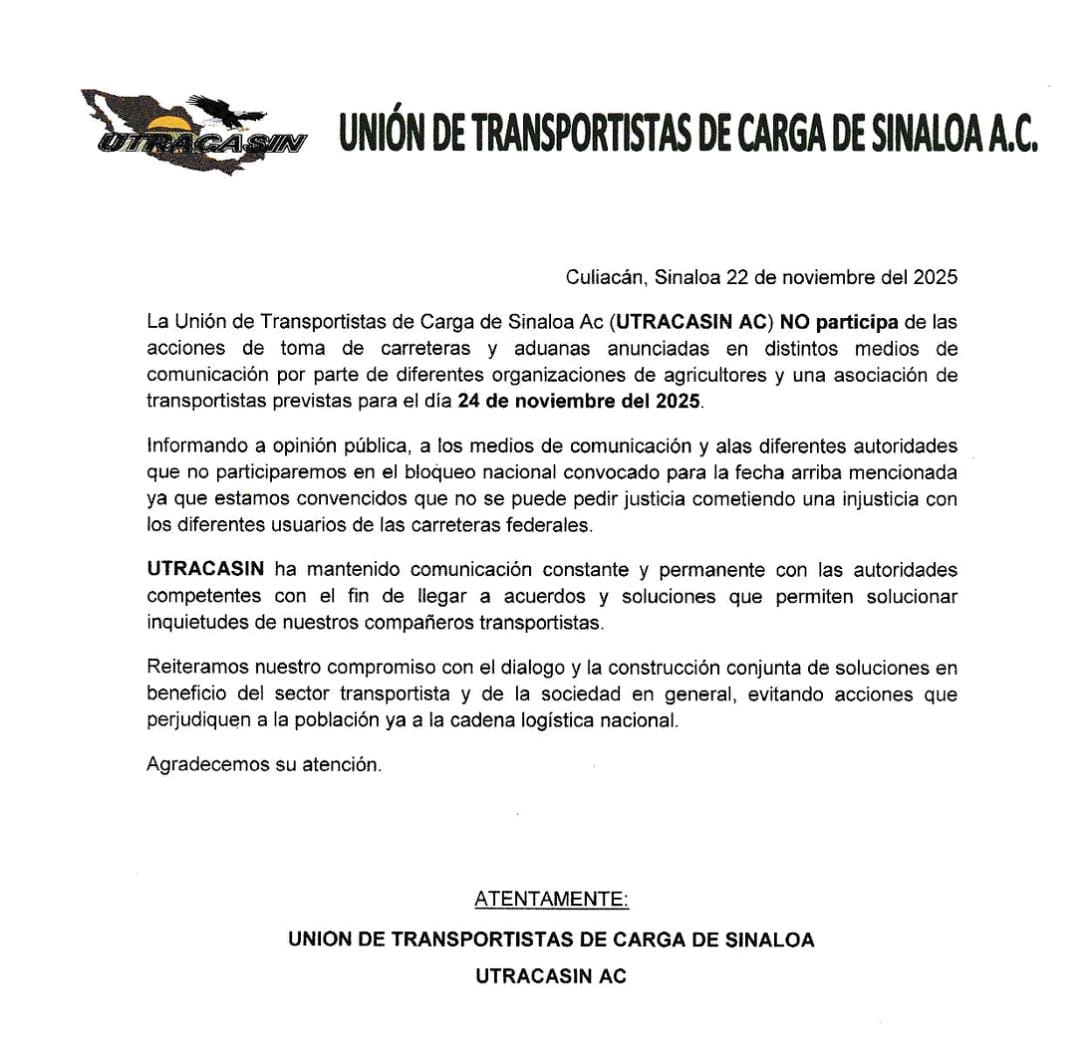 comunicado de los transportistas de carga