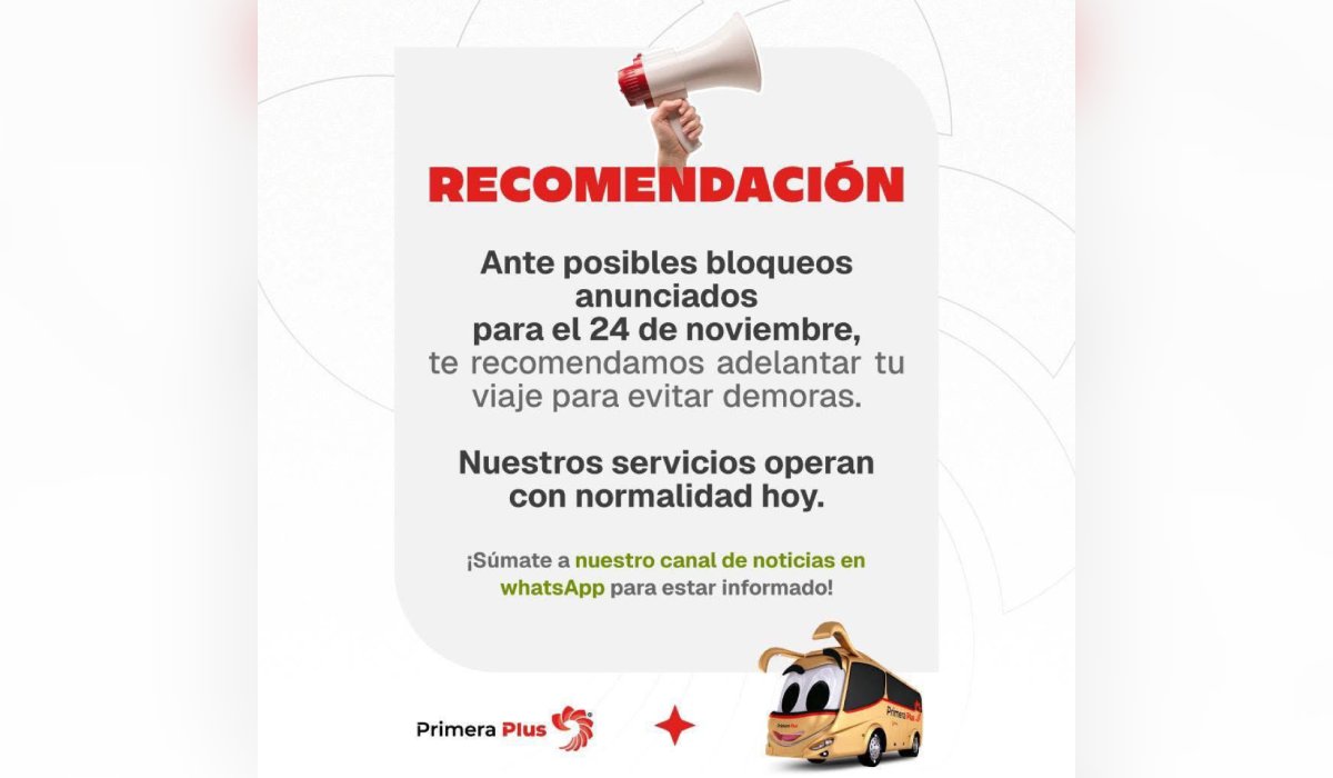 Comunicado para pasajeros de autobús