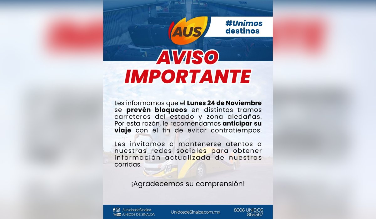 Comunicado para pasajeros de autobús