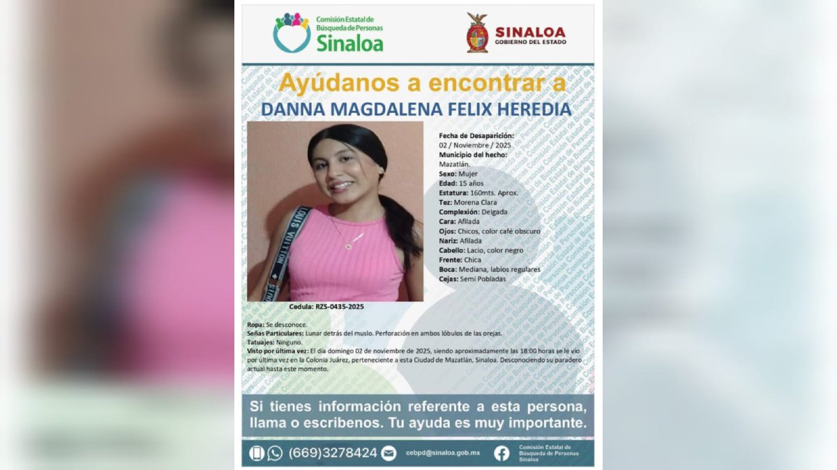 danna magdalena felix desaparecida en mazatlan
