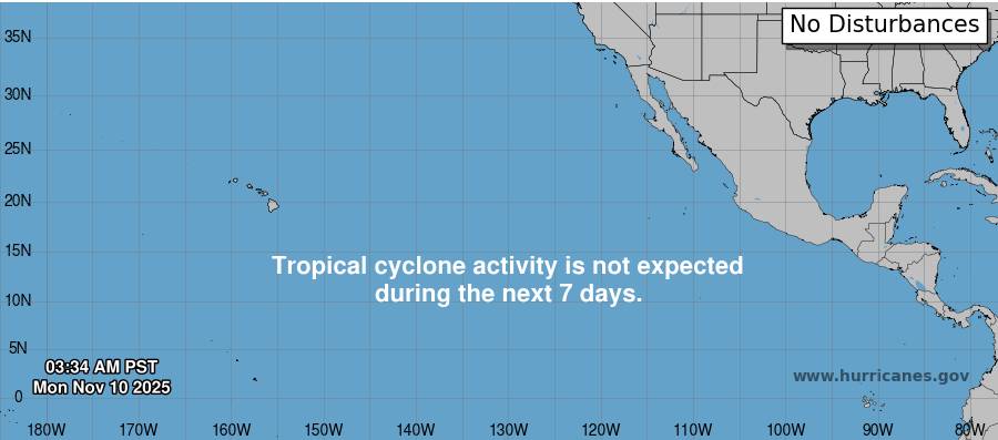 descartan tormentas tropicales durante los proximos 7 dias
