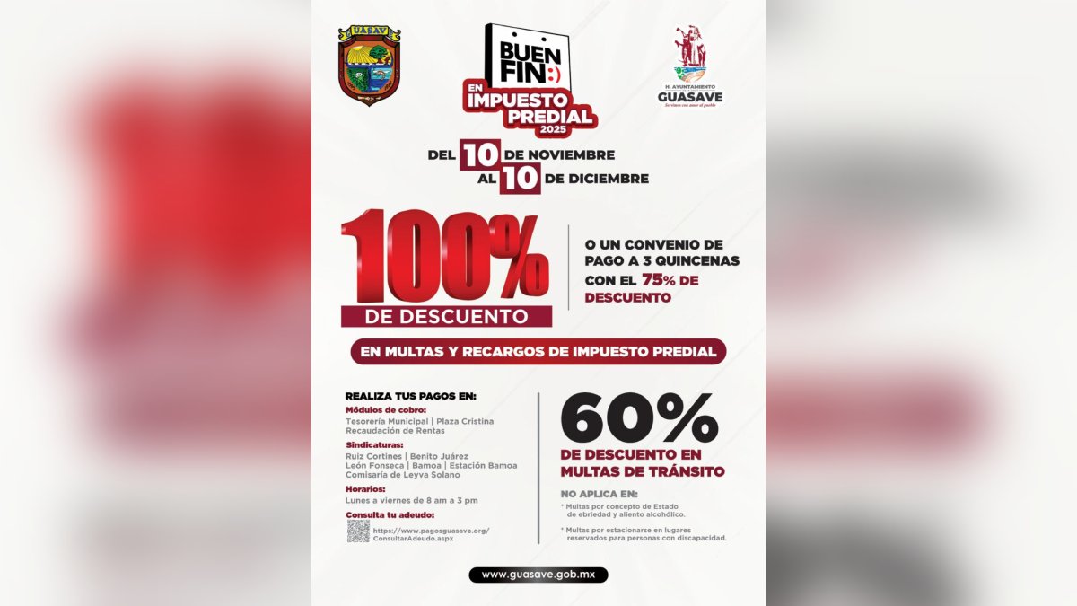 descuento buen fin ayuntamiento guasave multas recargos buen fin
