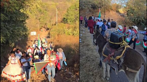 ¡El desfile más bonito! Entre las montañas y con música a bordo de un burrito: así desfilan en Cuitaboca, Sinaloa