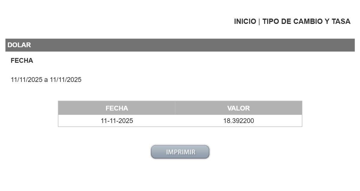 Precio del dólar en el DOF