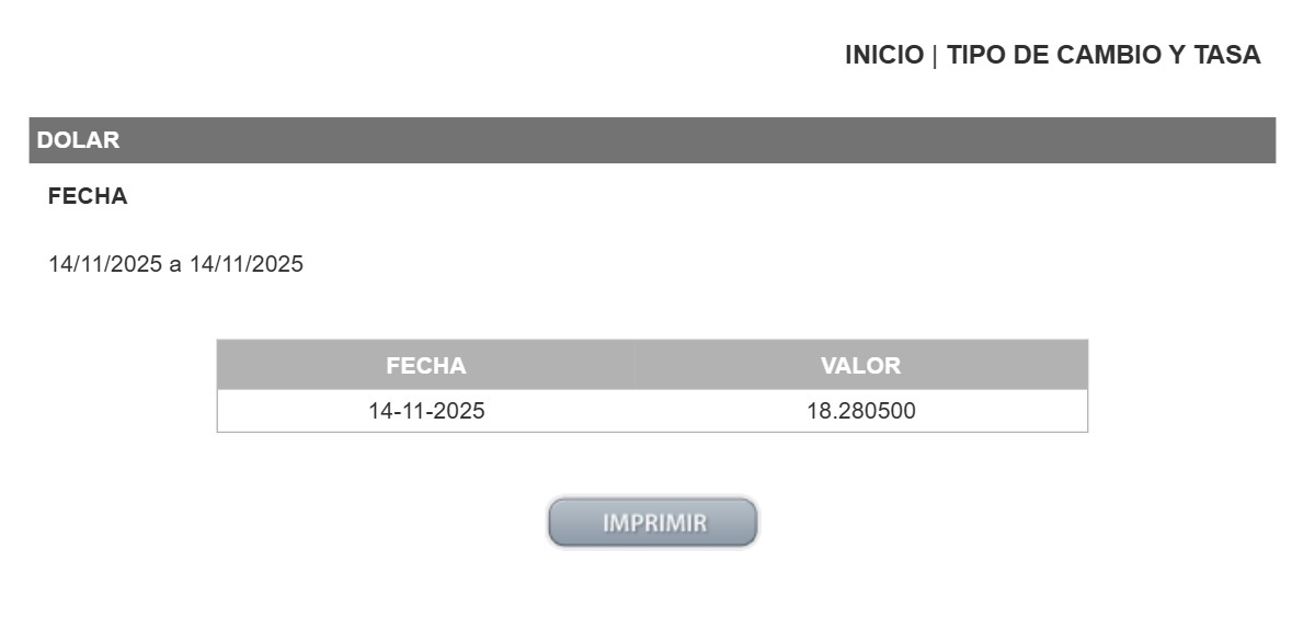 Precio del dólar en el DOF