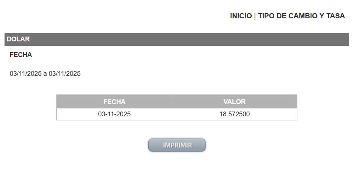 Precio del dólar en el DOF