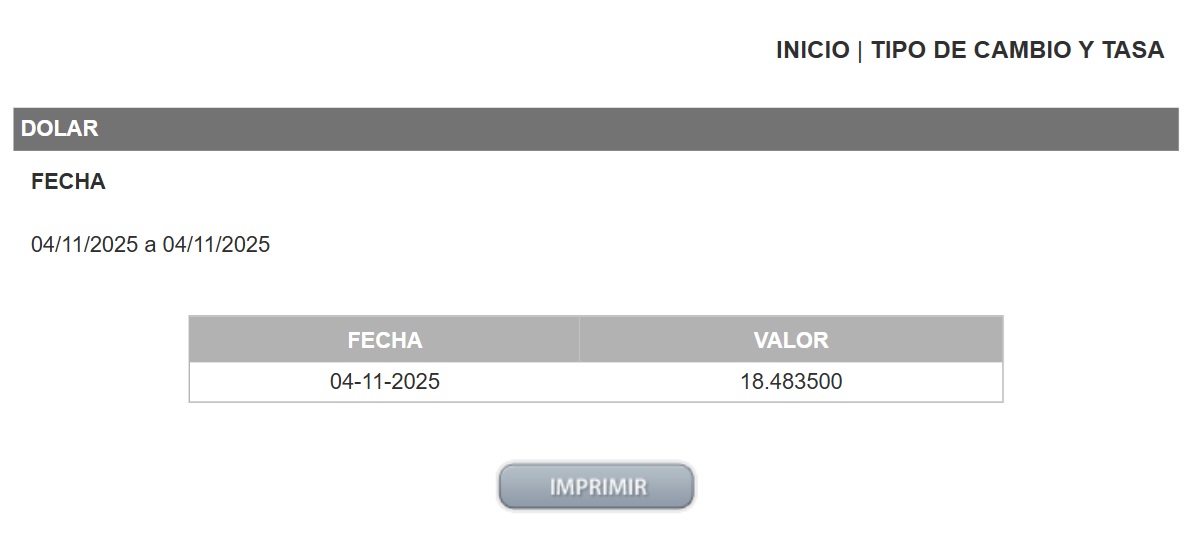 Precio del dólar en el DOF