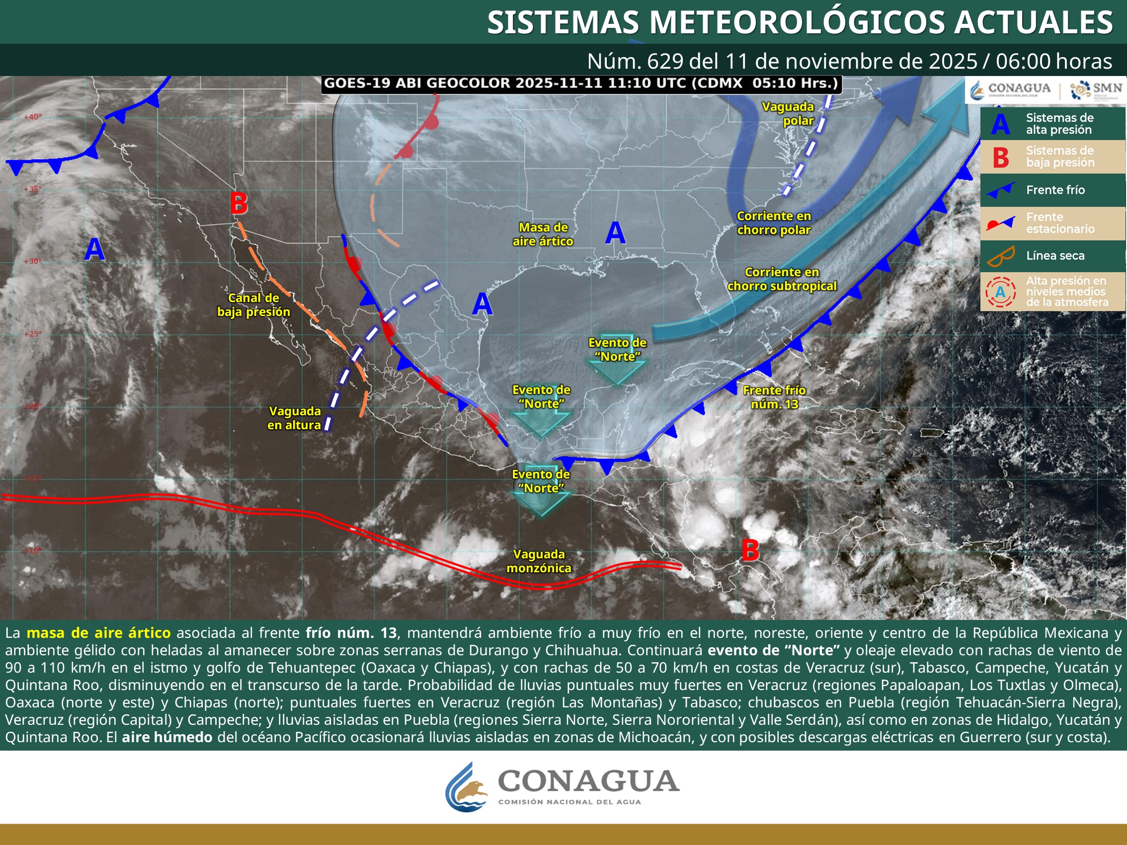 frente frio No 14 se apoxima a mexico