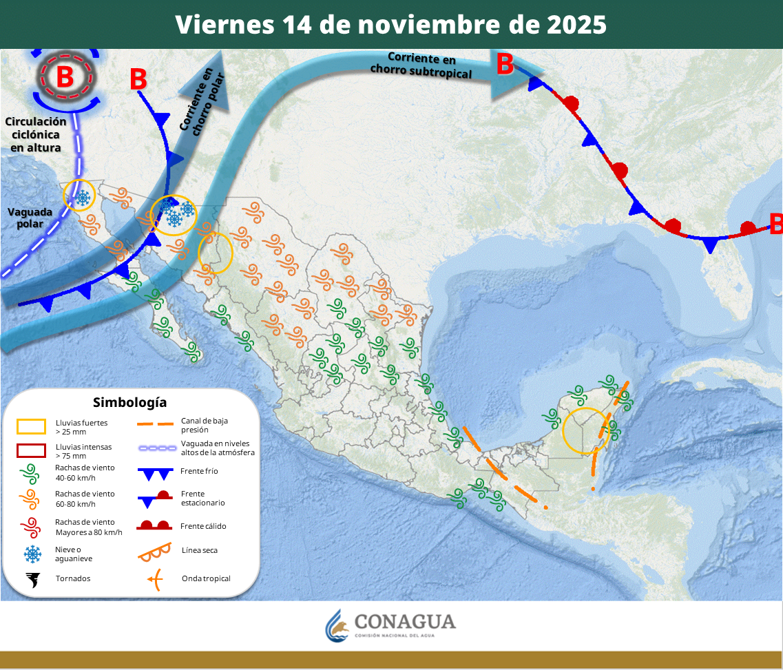 frente frio No 14 se apoxima a mexico