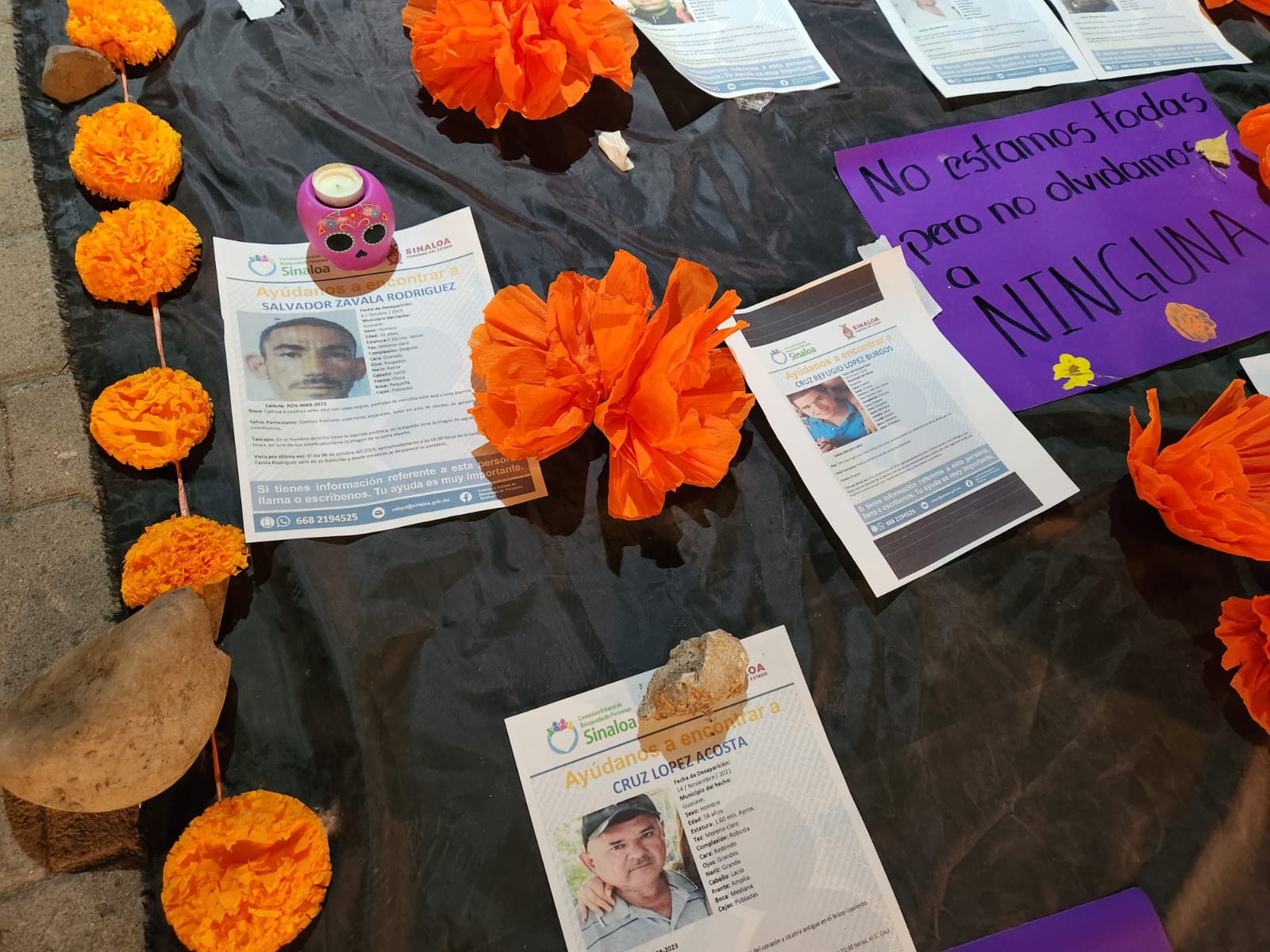 Altar a víctimas de feminicidio y desaparecidos en Guasave