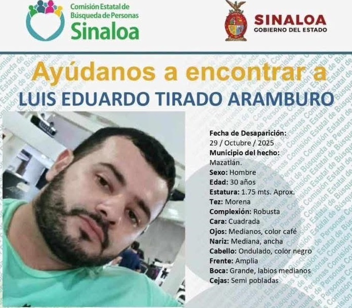 Luis Tirado desaparecido en Mazatlán