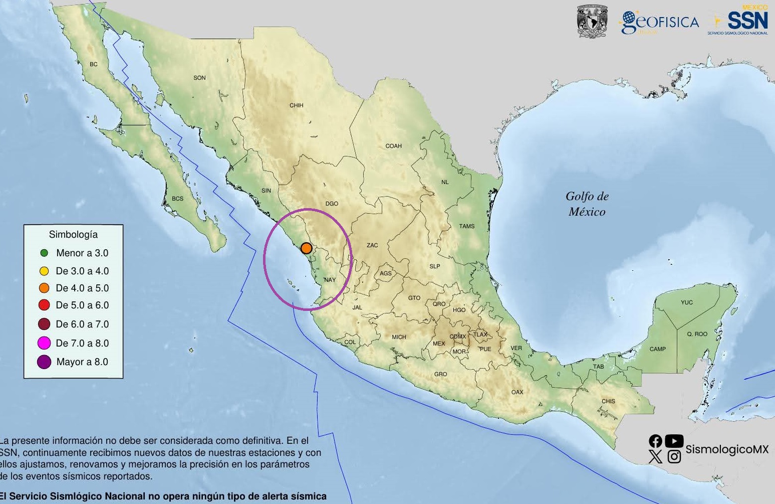 Mapa del sismo en El Rosario