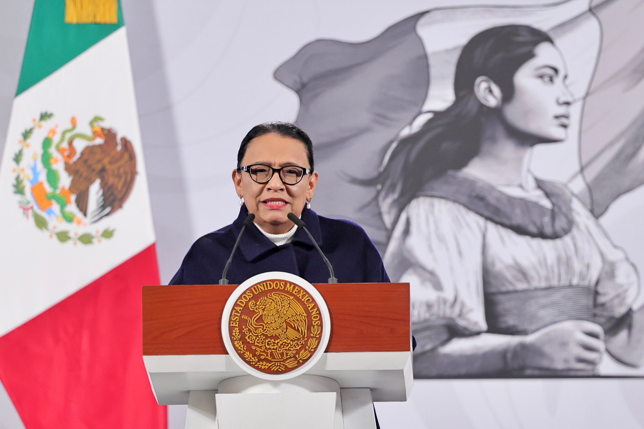 Rosa Icela Rodríguez en conferencia 'mañanera'