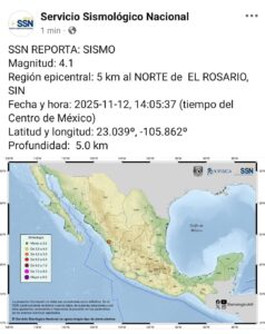 Mapa del sismo en El Rosario