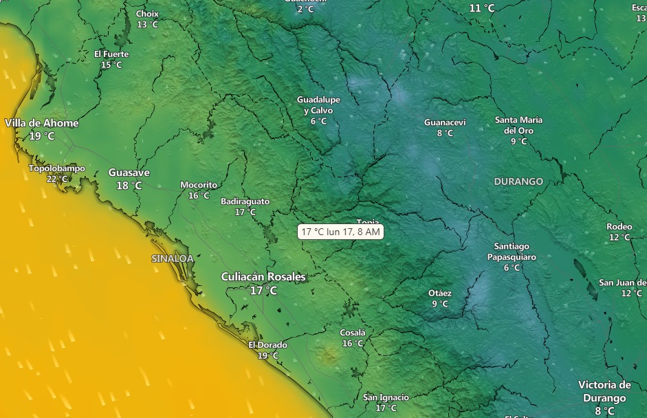 temperaturas minimas en sinaloa