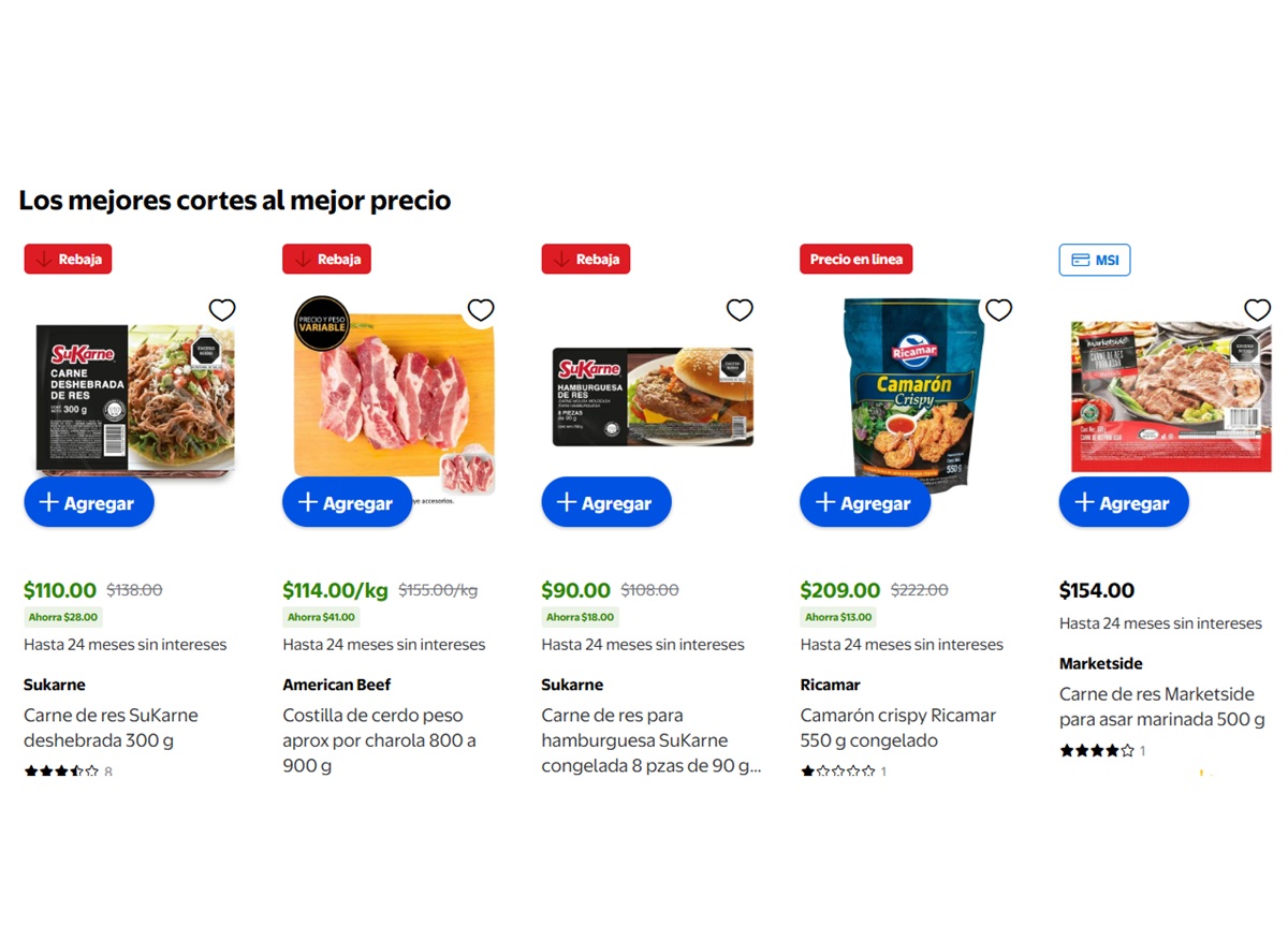 Ofertas de Walmart en Carnes