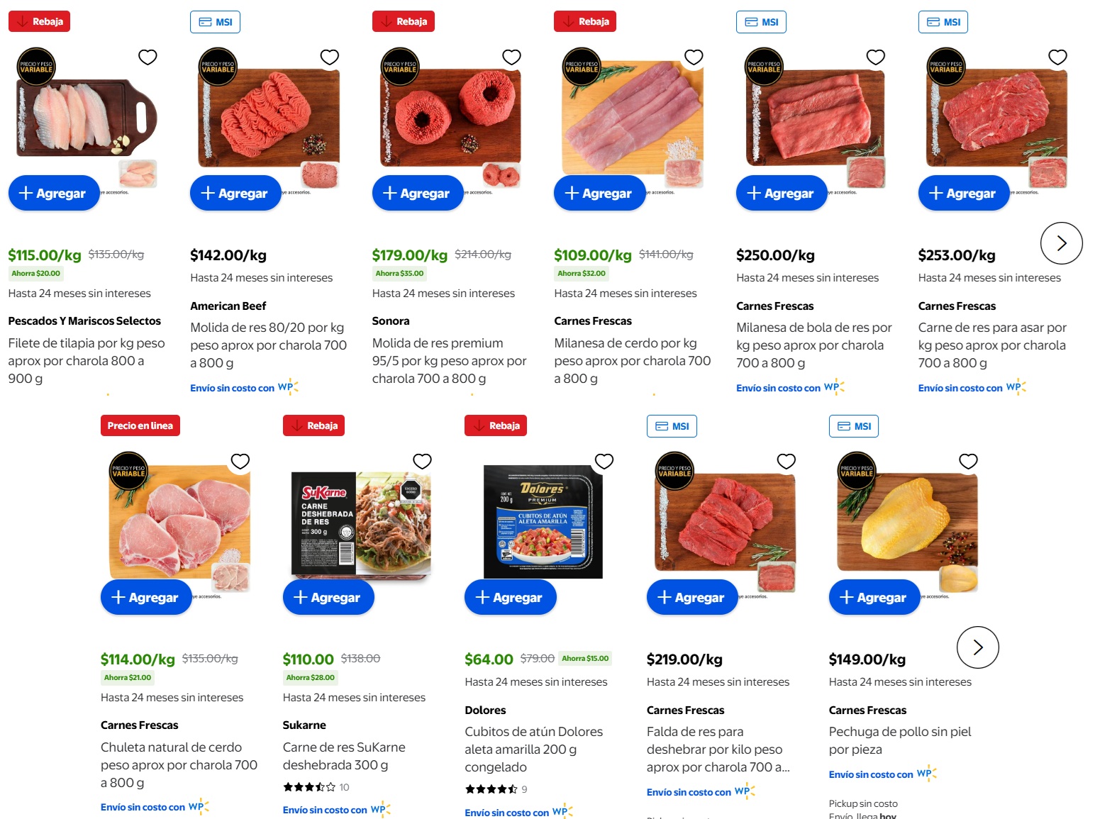 Ofertas de Walmart en carnes