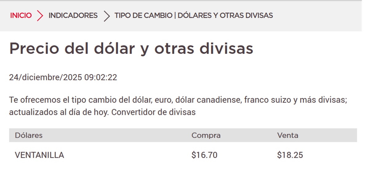 DOLAR BANORTE 24 DIC 25