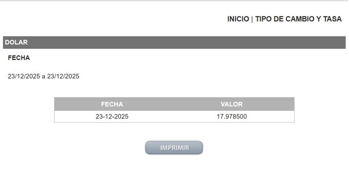 DOLAR DOF 23 DIC 25