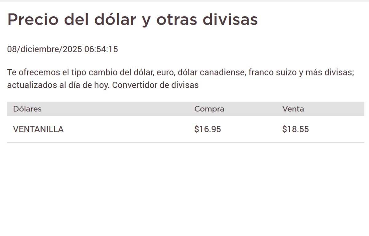Dolar Banorte 8 de diciembre