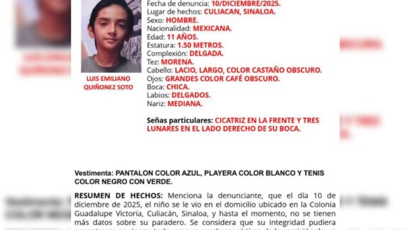 Activan Alerta Amber para localizar al niño Luis Emiliano, visto por última vez en la Guadalupe Victoria de Culiacán