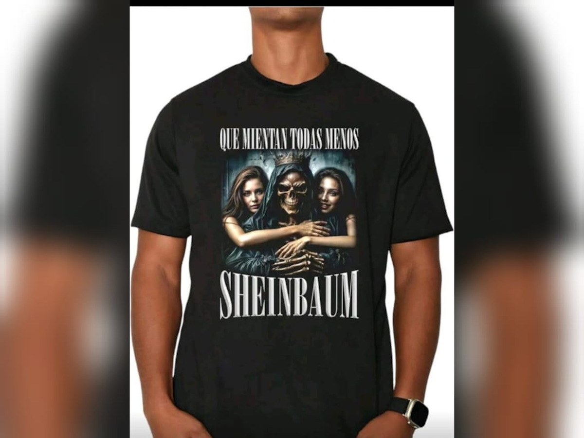 Playera con leyenda con frase sobre Sheinbaum