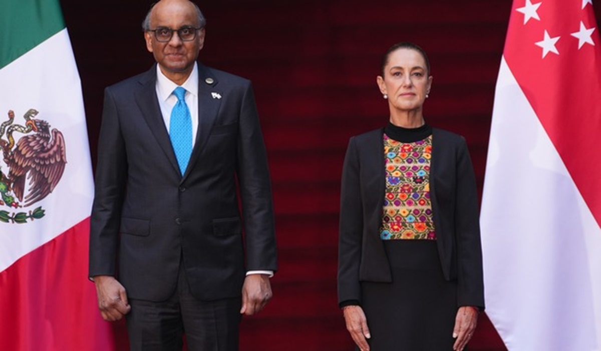 Sheinbaum recibe al presidente de Singapur en Palacio Nacional