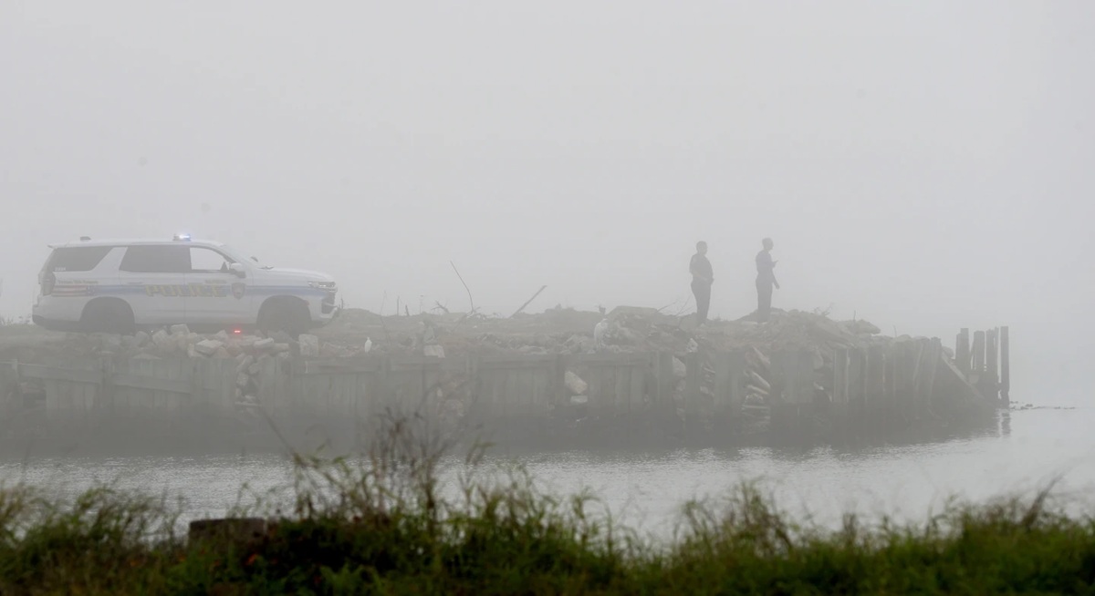 Lugar del accidente de avión de la Marina en Galveston, Texas