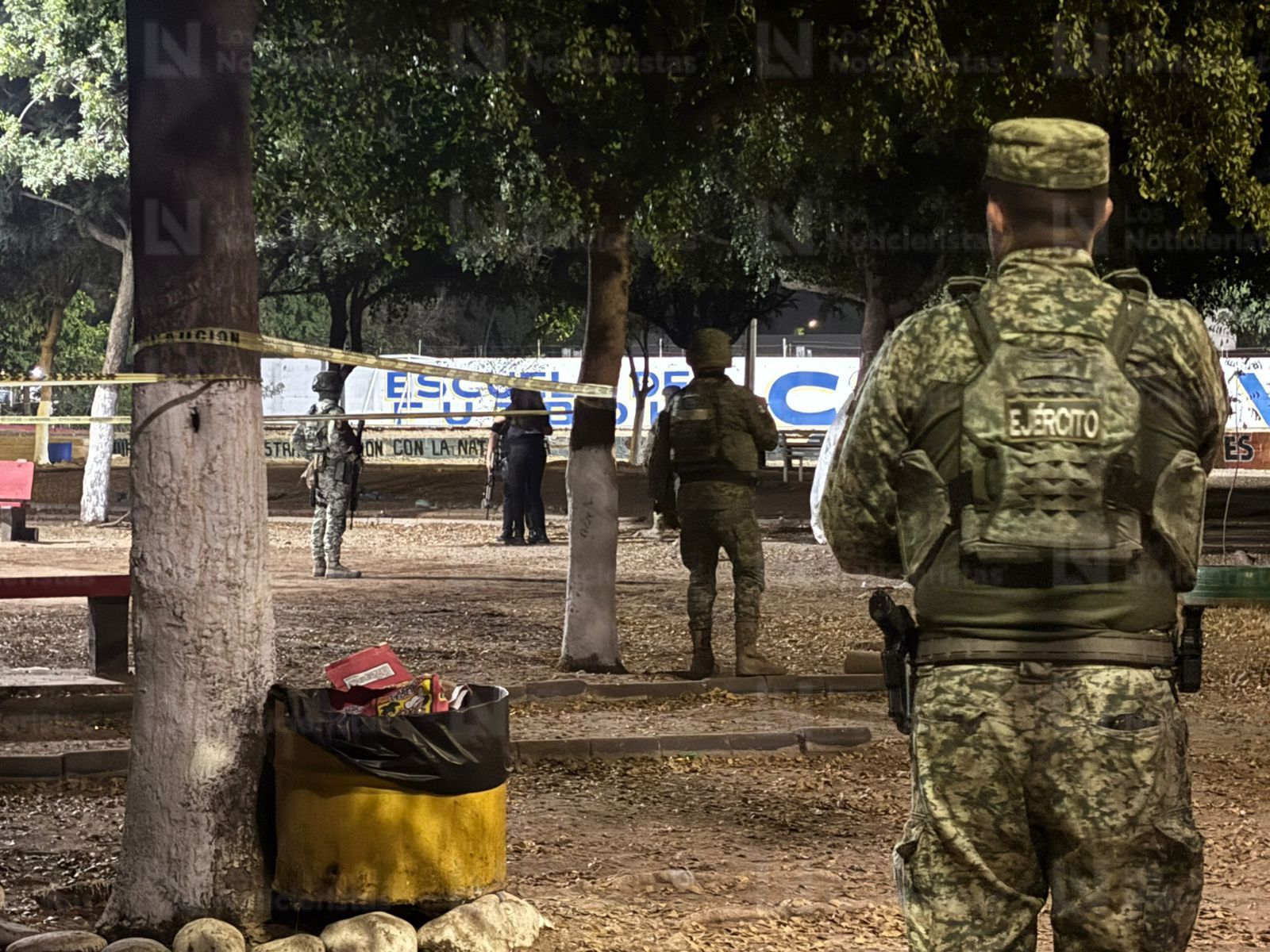 Ejército resguarda el lugar donde un joven fue asesinado en Chulavista, en Culiacán