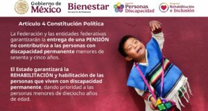 Datos de la Secretaría de Bienestar sobre rehabilitación de menores con discapacidad