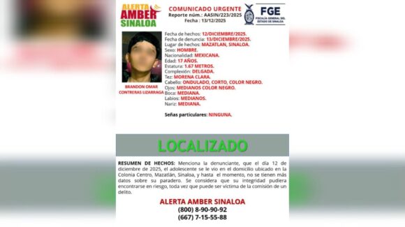 Localizan sanos y salvos a dos menores por quienes se activó la Alerta Amber este fin de semana en Mazatlán, Sinaloa