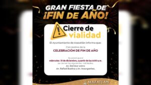 cierre vial en la avenida del mar de mazatlan