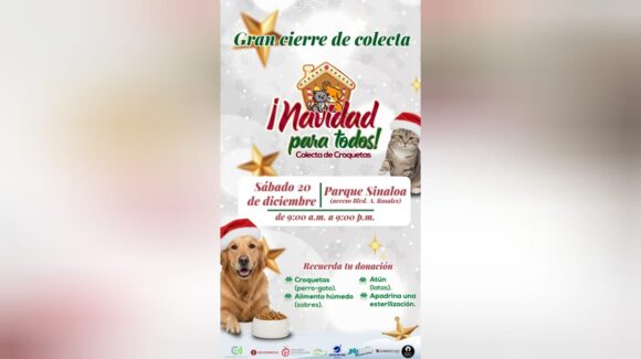 Invitan ciudadanos de Los Mochis, Sinaloa, a sumarse al gran cierre de colecta “Navidad para Todos” en apoyo a perros y gatos