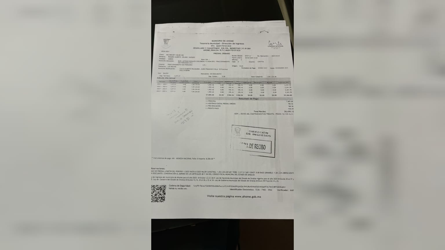 documento dos de vecinos de la san fernando compra de area verde por exalcalde de ahome