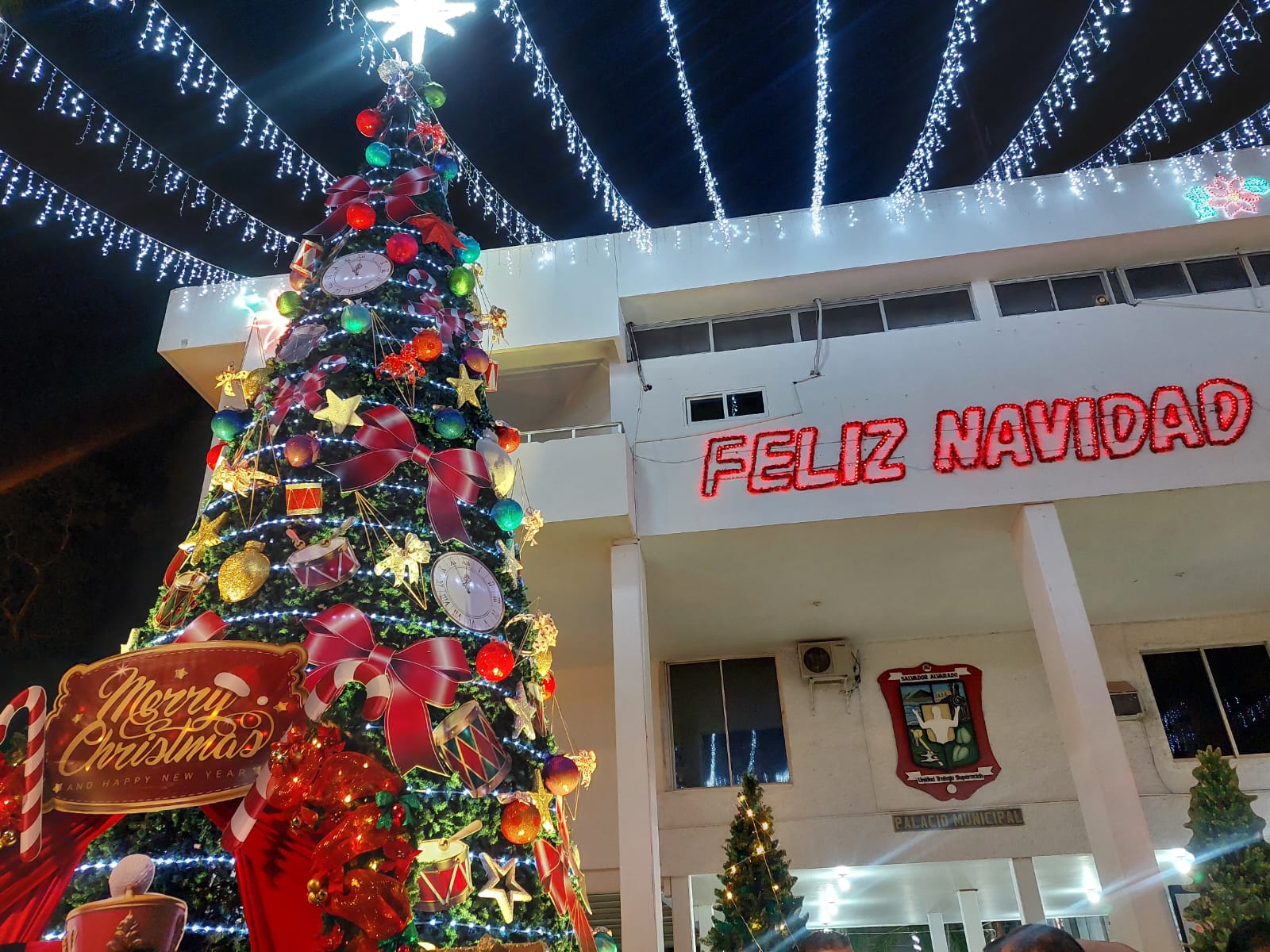 Encendido del árbol navideño en Salvador Alvarado