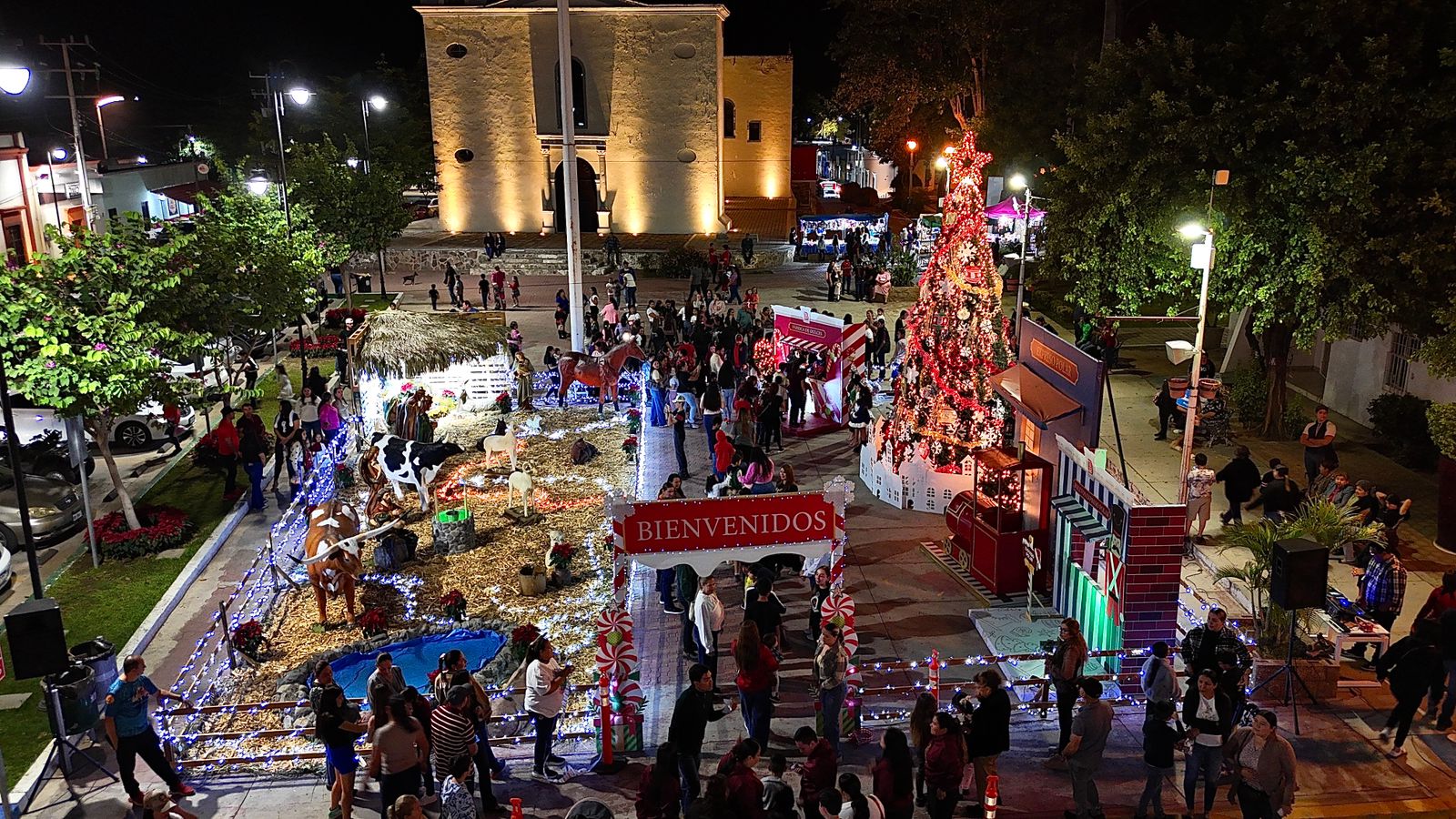Encendido del árbol navideño y nacimiento en Badiraguato, Sin.