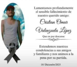 Esquela de Christian Omar, fallecido tras ser apuñalado en Compuertas, Ahome