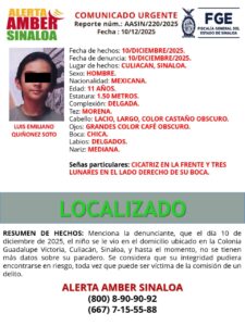 Ficha de localización de Luis Emiliano Quiñónez Soto en Culiacán