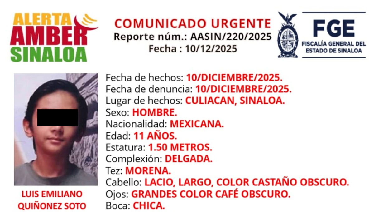 Ficha de localización de Luis Emiliano Quiñónez Soto en Culiacán