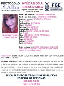 Georgina desaparecida en Navolato, Sinaloa