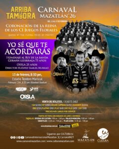 Germán Lizarraga estará en el Carnaval Mazatlán 2026