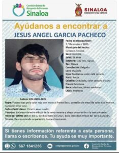 Jesús Ángel encontrado sin vida este lunes 8 de diciembre en Culiacán