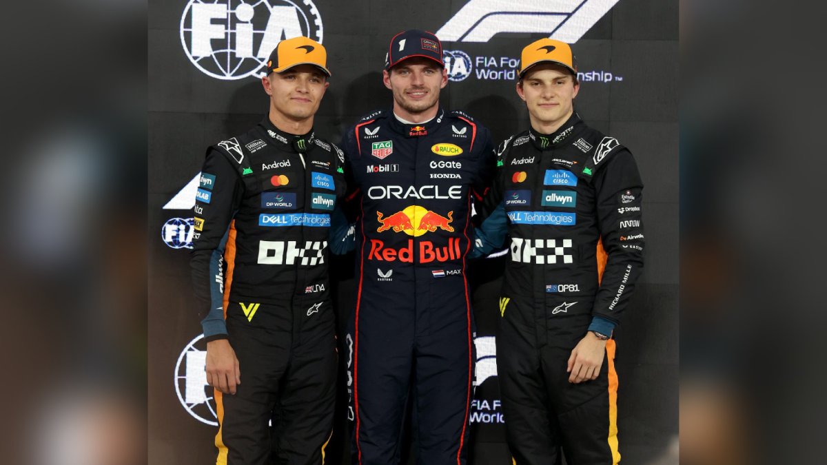 Max Verstappen, Lando Norris y Oscar Piastri