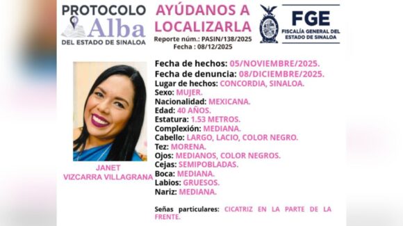 ¡Es de Concordia, Sinaloa! Activan Protocolo Alba para localizar a Janet Vizcarra; Fiscalía pide apoyo urgente