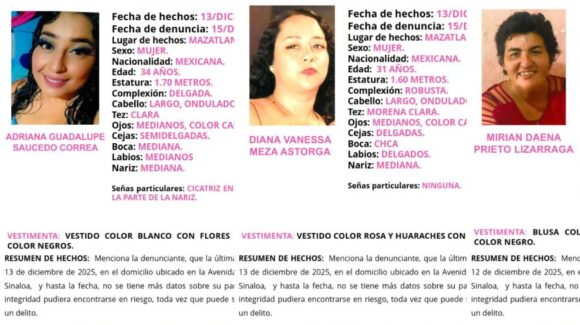 Estrella Palacios se pone a disposición de familiares de las tres mujeres desaparecidas este fin de semana en Mazatlán, Sinaloa