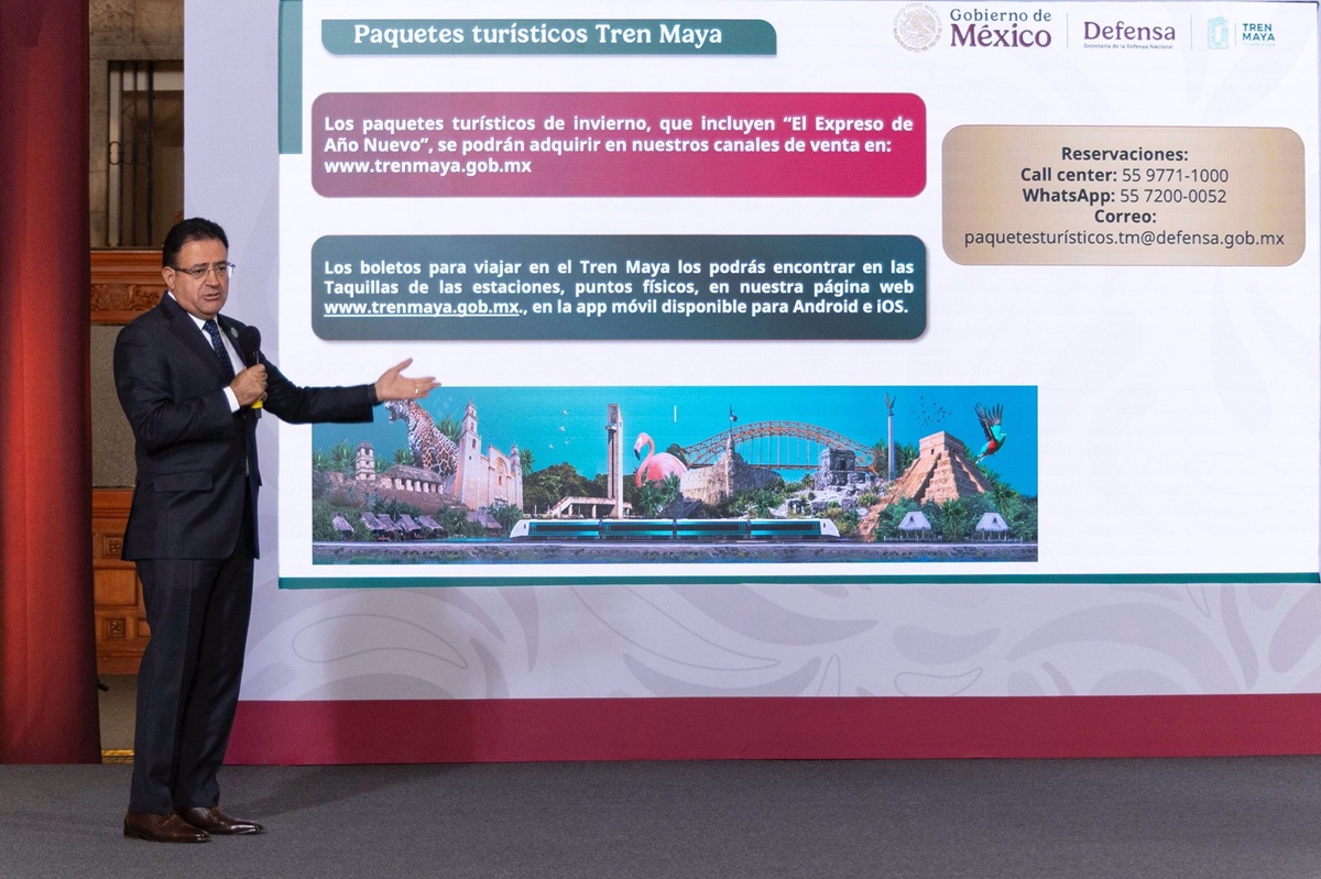 Oscar Lozano hablando sobre el Tren Maya