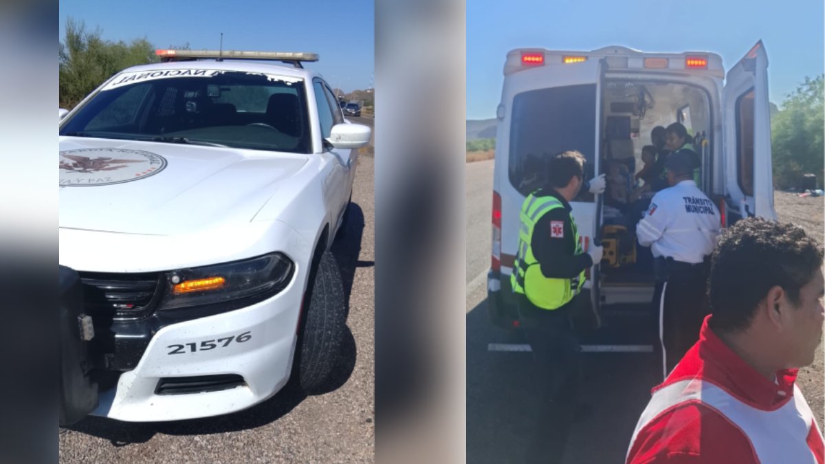 Unidad de la Guardia Nacional División Caminos y ambulancia de Cruz Roja