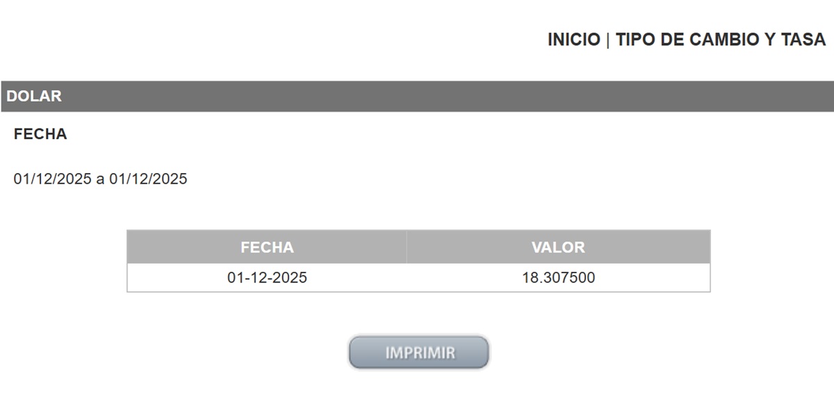 Precio del dólar en el DOF